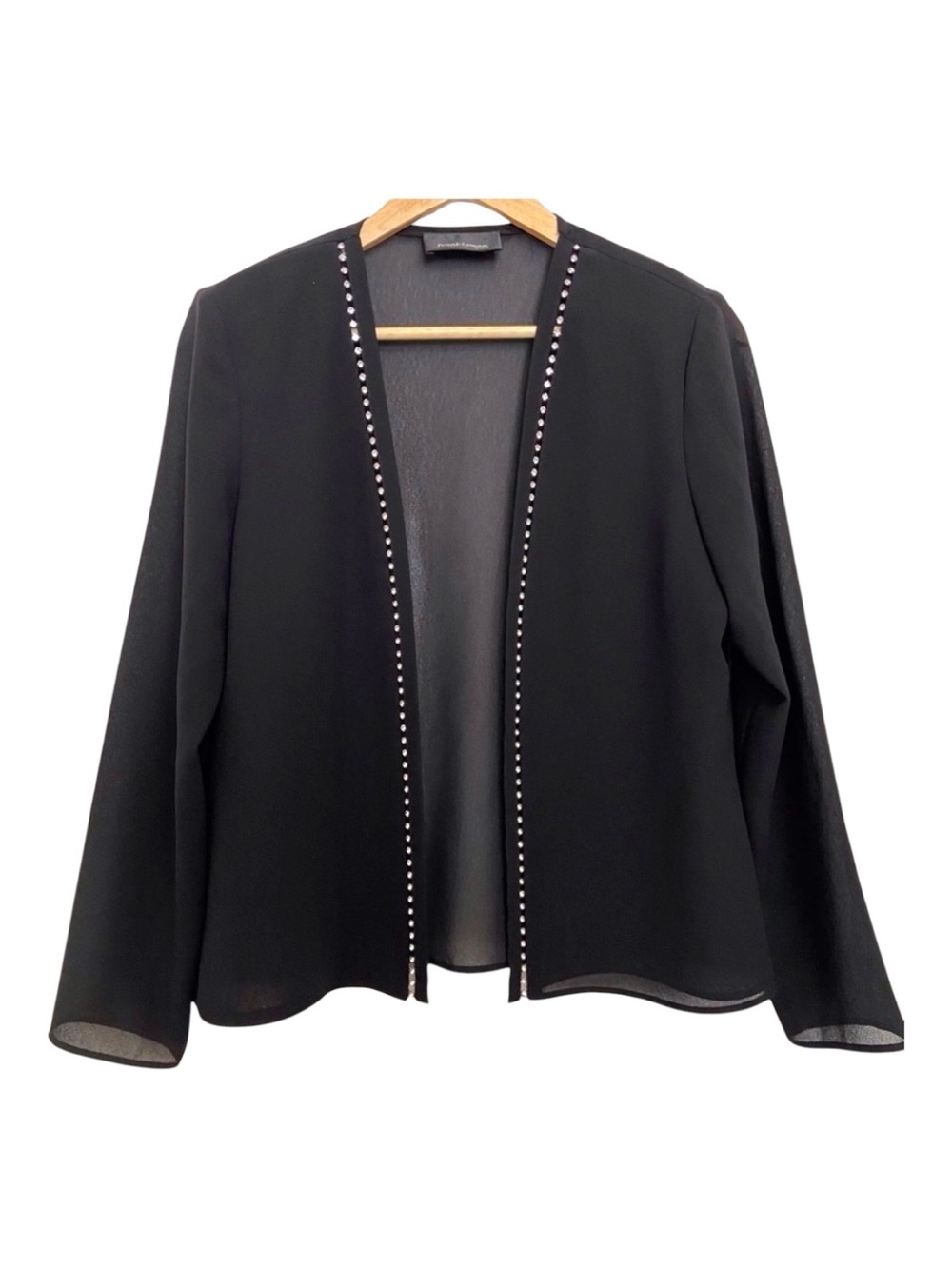 Frank Lyman black sheer blaser/cardigan/vest Incrusted crystal lightweight Large